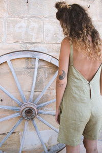 Honua Dungarees in Olive