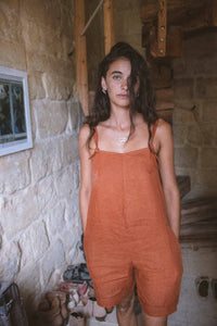 Honua Dungarees in Clay